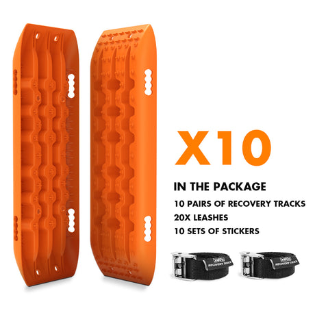 X-BULL 10 Pairs of Recovery tracks Boards Traction 10T Sand tracks/ Mud /Snow Gen 2.0 Orange