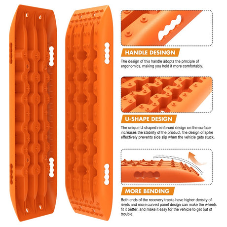 X-BULL Recovery Tracks Gen 2.0 10T Sand Mud Snow 2 Pairs Offroad 4WD 4x4 2PC 91CM Orange