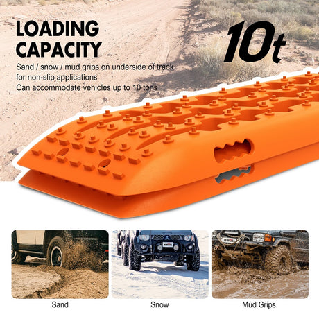 X-BULL 4WD Recovery tracks 10T 2 Pairs/ Sand tracks/ Mud tracks/  Mounting Bolts Pins Gen 2.0 -Orange