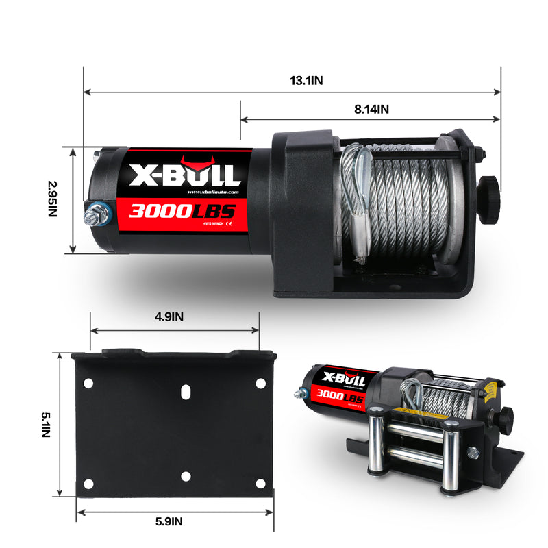 X-BULL Electric Winch 3000LBS 12V Steel Cable Wireless Remote ATV UTV 4WD BOAT 20 Units