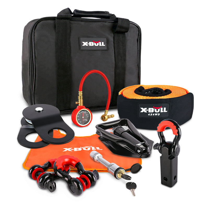 X-BULL Winch Recovery Kit with Recovery Tracks Boards Gen 3.0 Snatch Strap Off Road 4WD Red