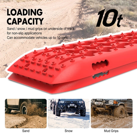 X-BULL Recovery tracks 10T Sand Mud Snow RED Offroad 4WD 4x4 2pc 91cm Gen 2.0 - red