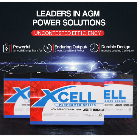 X-Cell 50Ah AGM Battery Deep Cycle 12v Mobility Scooter Golf Cart Camping Volt