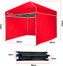 Red Track 3x3m Folding Gazebo Shade Outdoor Pop-Up Red Foldable Marquee