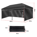 Red Track 3x6m Folding Gazebo Shade Outdoor BLACK Foldable Marquee Pop-Up