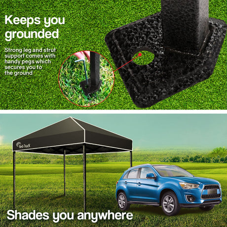 Red Track 3x3m Folding Gazebo Shade Outdoor Pop-Up Black Foldable Marquee