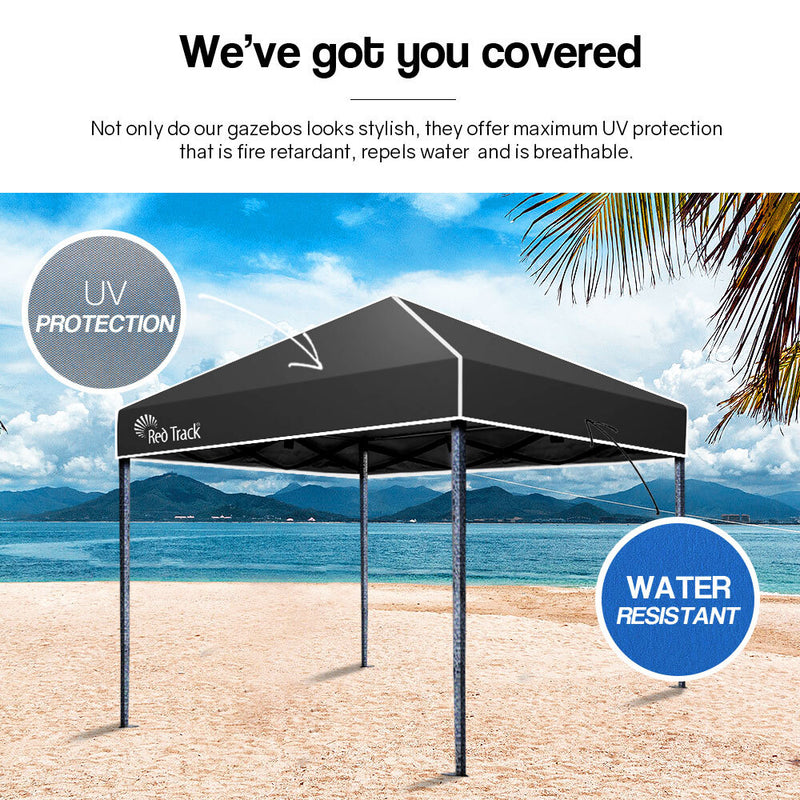 Red Track 3x3m Folding Gazebo Shade Outdoor Pop-Up Black Foldable Marquee