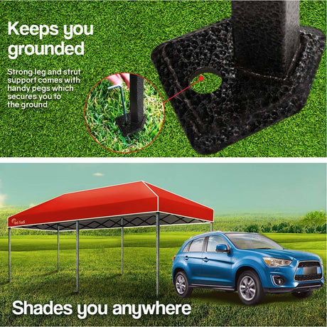 Red Track 3x6m Folding Gazebo Shade Outdoor Red Foldable Marquee Pop-Up