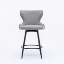 2x Swivel Bar Stools Tufted Counter Chairs with Stud Trim and Metal Base-Dark Grey