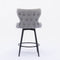 2x Swivel Bar Stools Tufted Counter Chairs with Stud Trim and Metal Base-Dark Grey