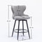 2x Swivel Bar Stools Tufted Counter Chairs with Stud Trim and Metal Base-Dark Grey