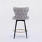 2x Swivel Bar Stools Tufted Counter Chairs with Stud Trim and Metal Base-Light Grey