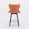 2x Swivel Bar Stools Tufted Counter Chairs with Stud Trim and Metal Base-Orange