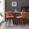 2x Swivel Bar Stools Tufted Counter Chairs with Stud Trim and Metal Base-Orange