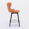 2x Swivel Bar Stools Tufted Counter Chairs with Stud Trim and Metal Base-Orange