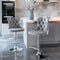 2x Height Adjustable Swivel Bar Stool Velvet Stud Barstool with Footrest and Chromed Base- Gray