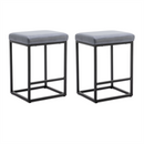 2x Counter Height Bar Stools with Footrest Backless Kitchen Dining Cafe Chair with Thick Cushion & Sturdy Metal Steel Frame-Slate