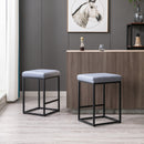 2x Counter Height Bar Stools with Footrest Backless Kitchen Dining Cafe Chair with Thick Cushion & Sturdy Metal Steel Frame-Slate