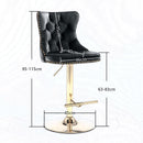 2x Height Adjustable Swivel Bar Stool Velvet Studs Barstool with Footrest and Golden Base- Black