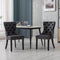 2x PU Faux Leather & Velvet Dining Chairs-Black & Grey