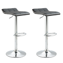 2x Counter Height PU Leather Upholstered Adjustable Height Swivel Bar Stools -Black