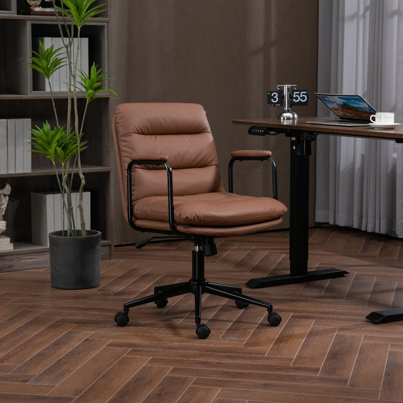 Faux Leather Office Chair -Brown