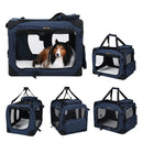 FEANDREA Dog Kennel Transport Box Folding Fabric Pet Carrier 70cm Dark Blue