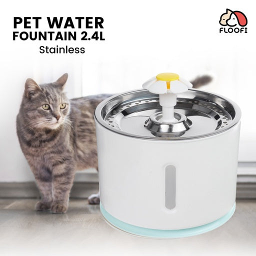 Floofi Pet Water Fountain 2.4L with Stainless Steel Blue FI-WD-112-ZM