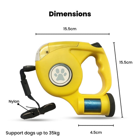 Floofi 3 in 1 Waste Beg LED Leash Yellow FI-PC-121-HN