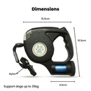 Floofi 3 in 1 Waste Beg LED Leash Black FI-PC-120-HN