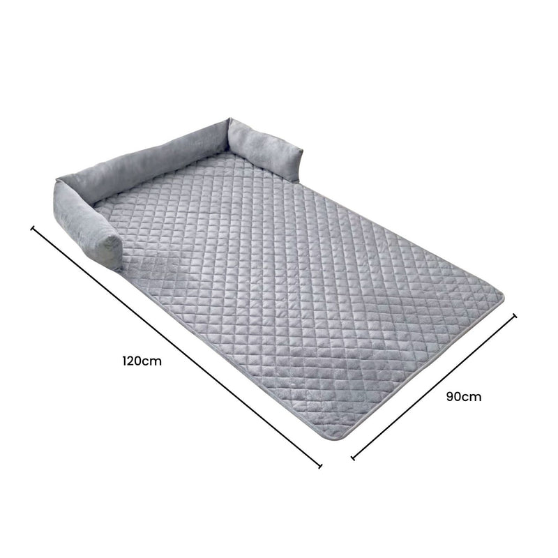 FLOOFI Pet Sofa Cover with Bolster L Size (Light Grey) FI-PSC-115-SMT