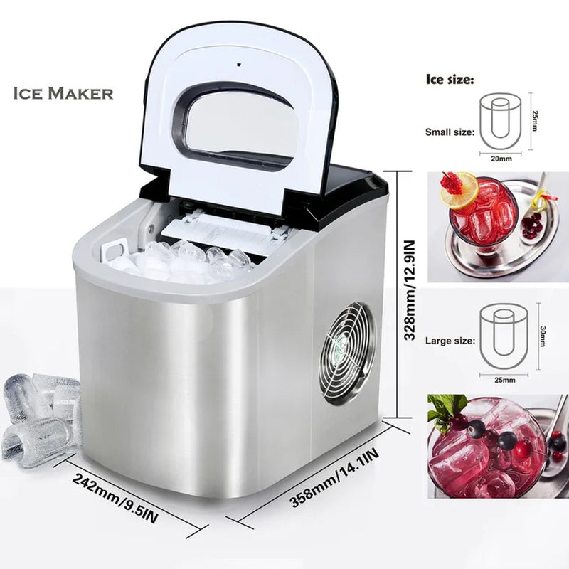 Miraklass Ice Maker Machine Stainless Steel 2.2L