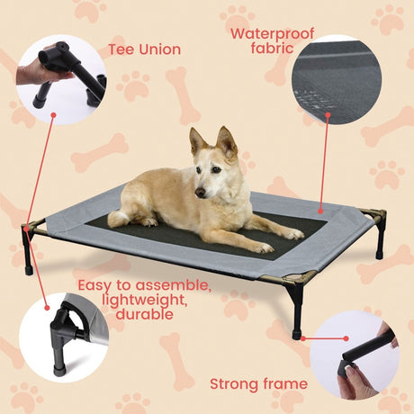 Floofi Elevated Camping Pet Bed (M Grey) - PT-PB-149-QQQ