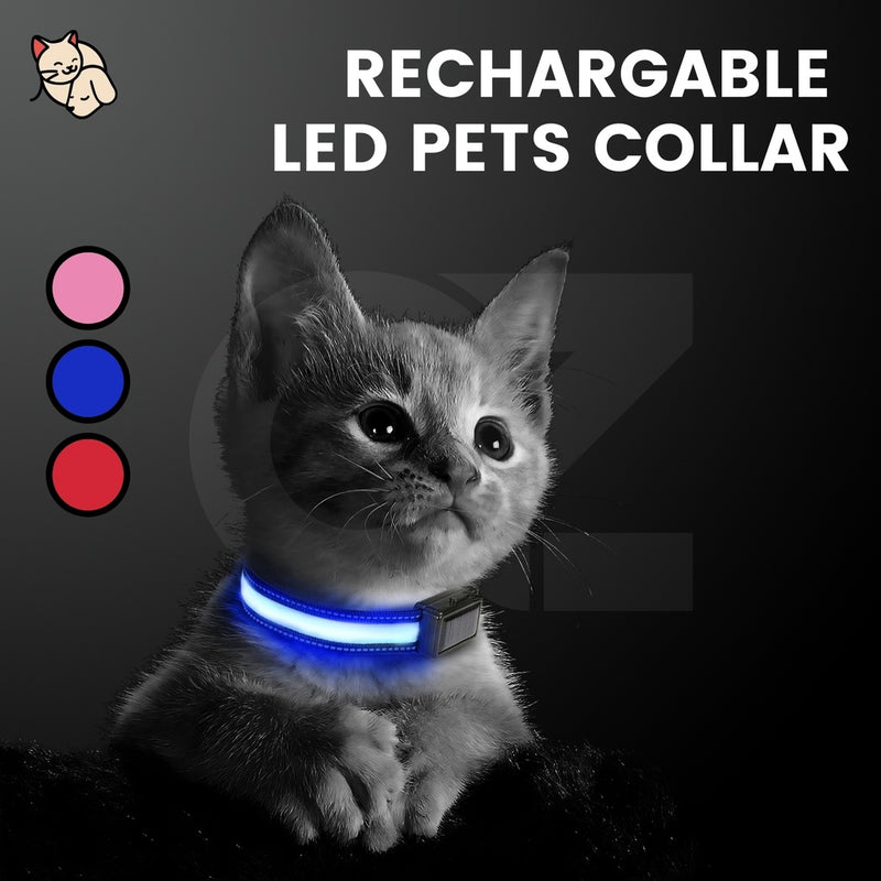 Floofi Solar USB Rechargable LED Dog Collar (M Blue) - PT-DC-136-QQQ