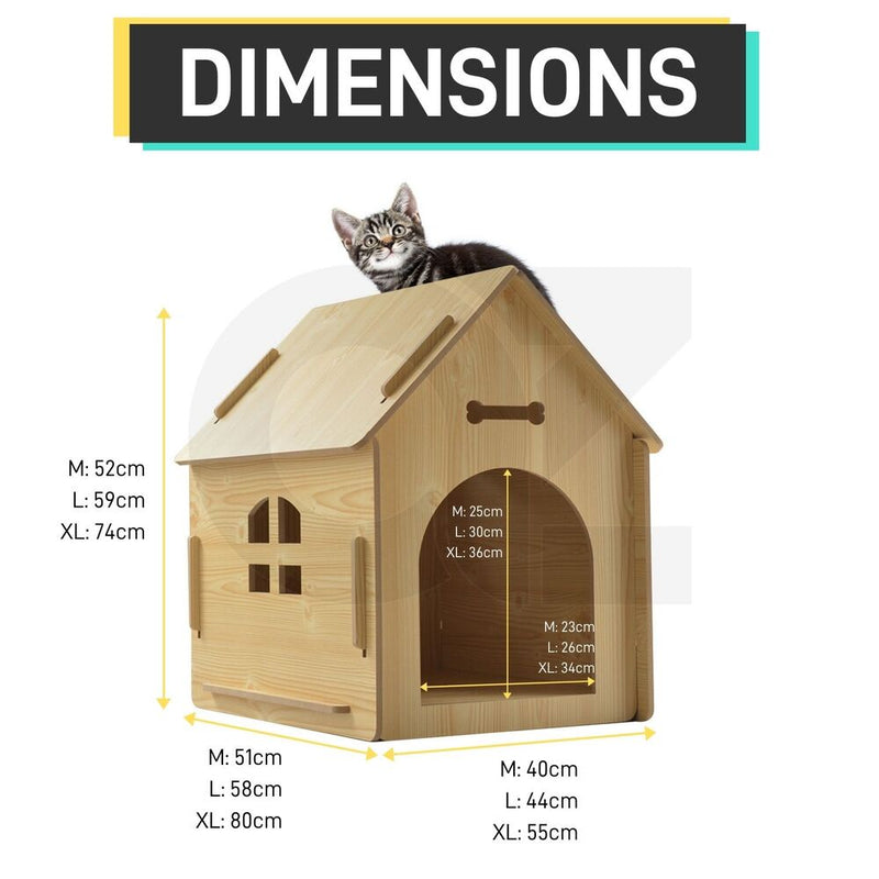 Floofi Wooden Pet House No Door (L Yellow) - PT-PH-182-GF