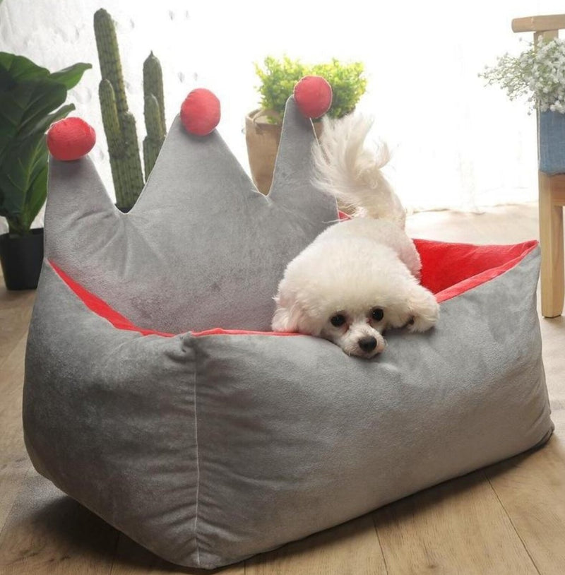 Floofi Pet Bed Crown Shape (M Grey Yellow) - PT-PB-210-RN