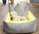 Floofi Pet Bed Crown Shape (M Grey Yellow) - PT-PB-210-RN