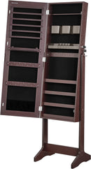 SONGMICS Jewelry Cabinet Armoire with Full-Length Frameless Mirror Brown