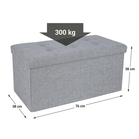 SONGMICS 76cm Folding Storage Ottoman Bench Foot Rest Stool Light Gray