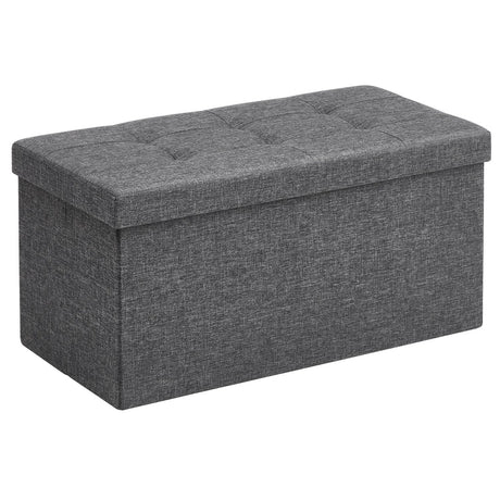 SONGMICS 76cm Folding Storage Ottoman Bench Foot Rest Stool Dark Gray