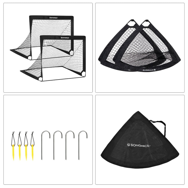 SONGMICS Set of 2 Portable Soccer Net 120cm Black