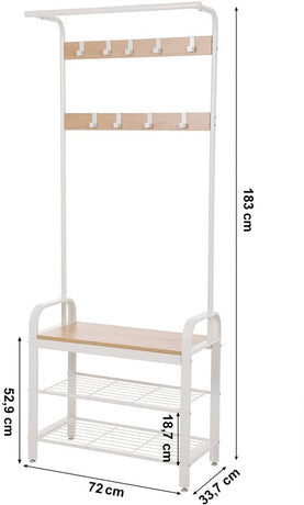 VASAGLE Coat Rack Stand 175cm White HSR40W