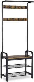 VASAGLE Coat Rack Stand Height 183 cm Rustic Brown and Black HSR40B