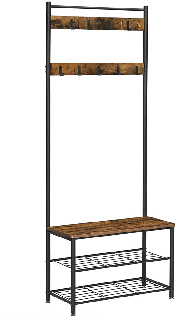 VASAGLE Coat Rack Stand Height 175 cm Rustic Brown HSR41BX