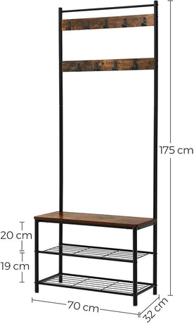 VASAGLE Coat Rack Stand Height 175 cm Rustic Brown HSR41BX