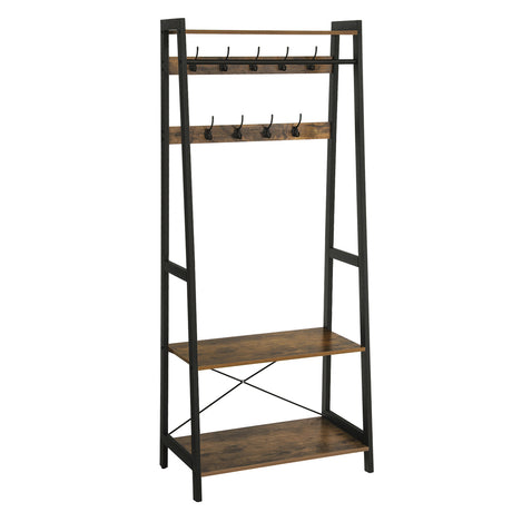 VASAGLE Coat Rack 2-Tiers Rustic Brown and Black LGR13BX