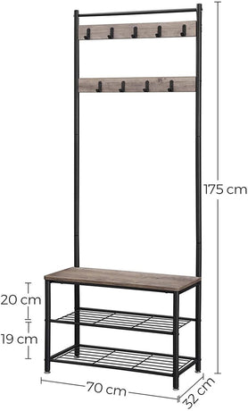 VASAGLE Coat Rack Stand 175cm Greige HSR41MB