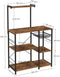 VASAGLE Baker’s Rack with Shelves Microwave Stand with Wire Basket 6 S-Hooks Rustic Brown KKS35X