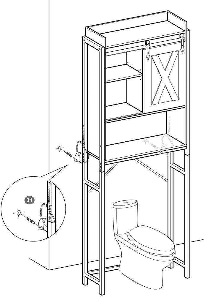 VASAGLE Over-the-Toilet Storage Bathroom Organiser Rack for Washing Machine Rustic Brown and Black BTS003B01