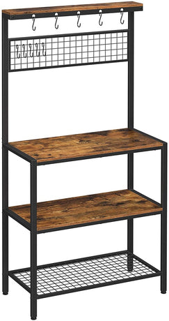 VASAGLE Industrial Kitchen Baker's Rack Kitchen Unit with Storage Shelves Rustic Brown KKS17BX